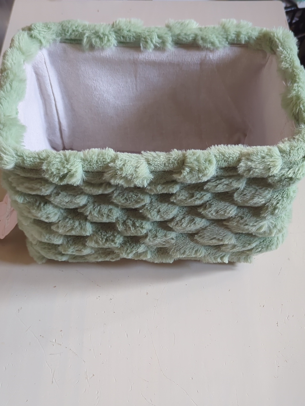 New One Design Home Plush Fabric Mint Green Storage Basket
